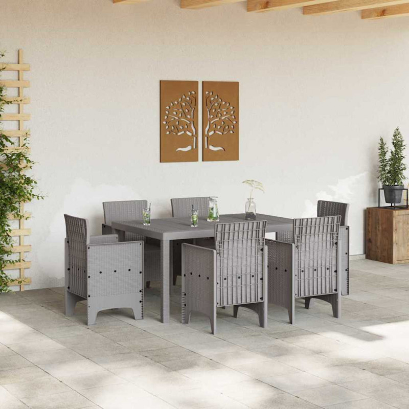 Zestaw do jadalni w ogrodzie 7 pcs Jasnoszary Rattan Polt