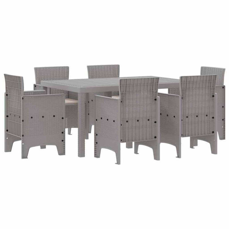 Zestaw do jadalni w ogrodzie 7 pcs Jasnoszary Rattan Polt