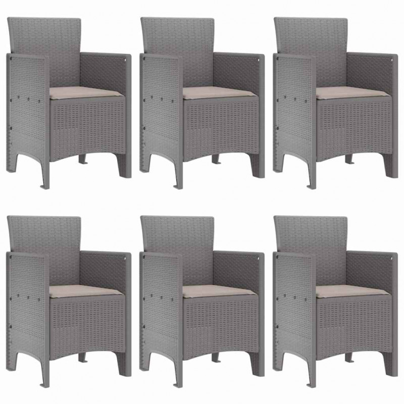 Zestaw do jadalni w ogrodzie 7 pcs Jasnoszary Rattan Polt