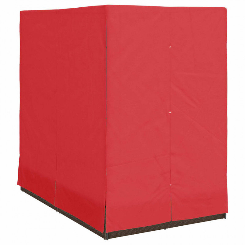 Podwójny leżak słoneczny Czerwony 205 x 129 x 200 cm polirattan
