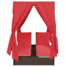 Podwójny leżak słoneczny Czerwony 205 x 129 x 200 cm polirattan