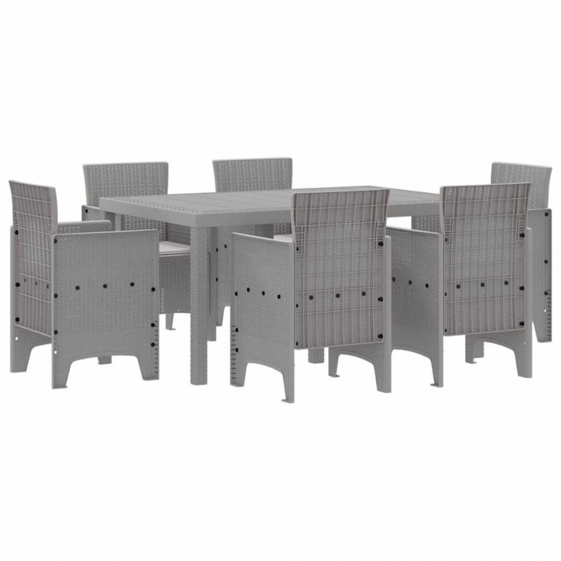 Zestaw do jadalni w ogrodzie 7 pcs Jasnoszary Rattan Polt