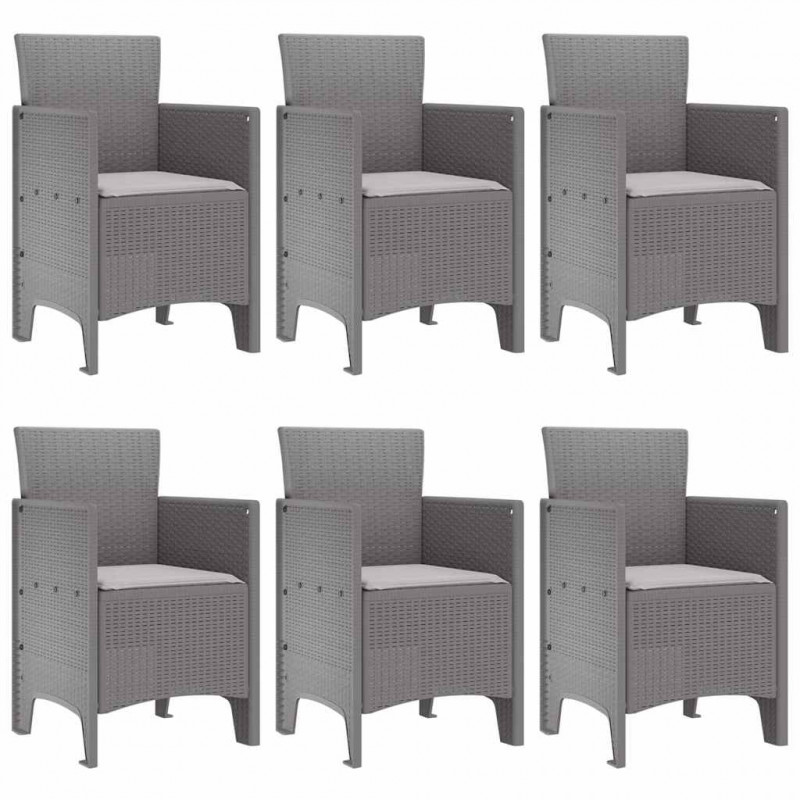 Zestaw do jadalni w ogrodzie 7 pcs Jasnoszary Rattan Polt