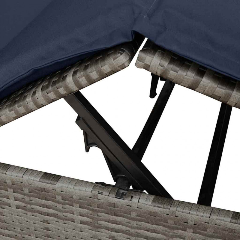 Podwójny leżak słoneczny Czarny 205 x 129 x 200 cm polirattan