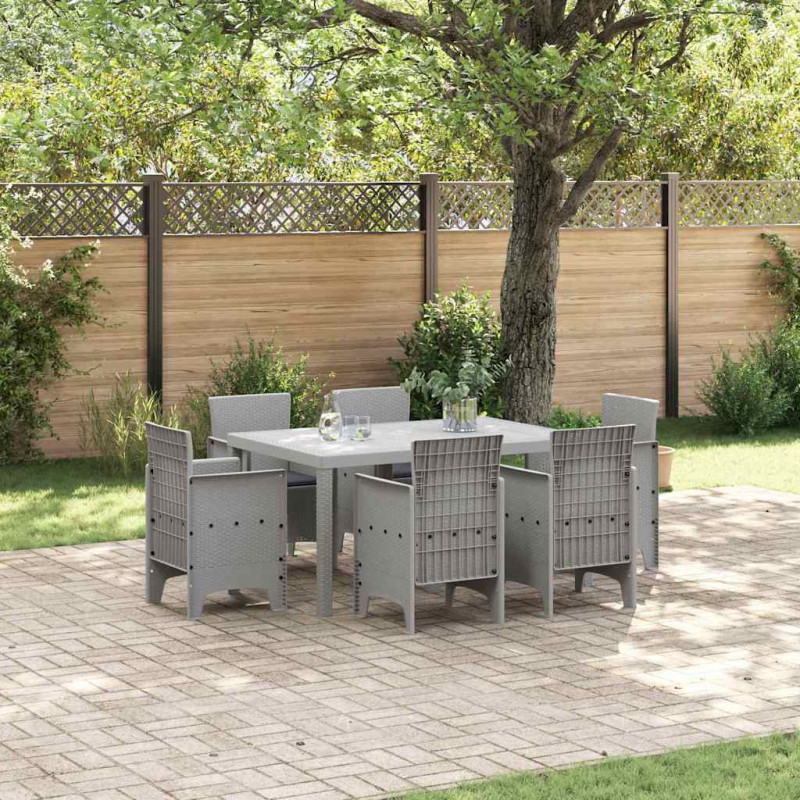 Zestaw do jadalni w ogrodzie 7 pcs Jasnoszary Rattan Polt