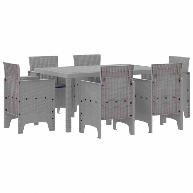Zestaw do jadalni w ogrodzie 7 pcs Jasnoszary Rattan Polt
