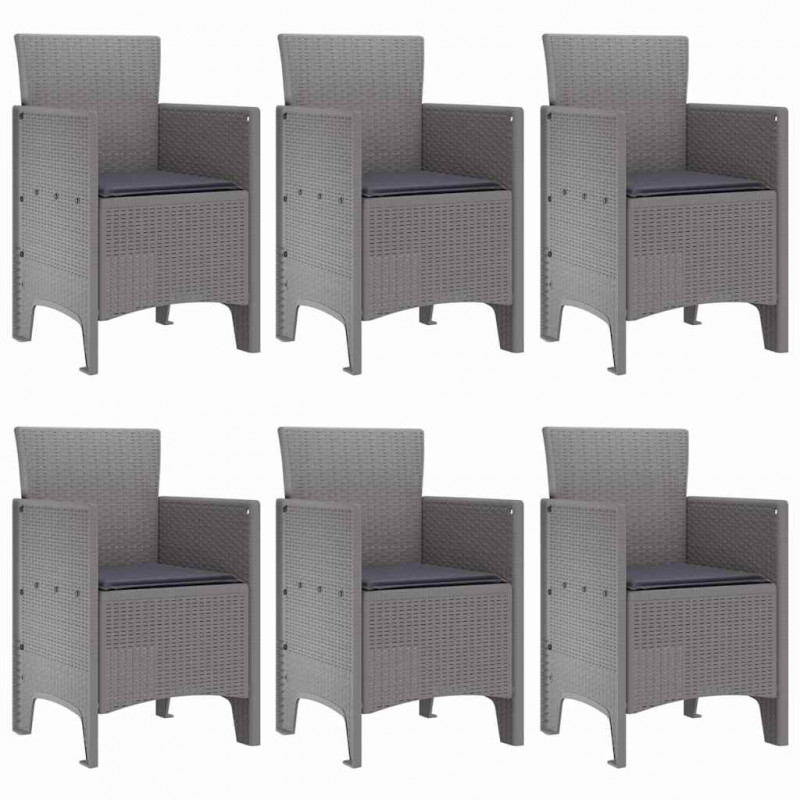 Zestaw do jadalni w ogrodzie 7 pcs Jasnoszary Rattan Polt