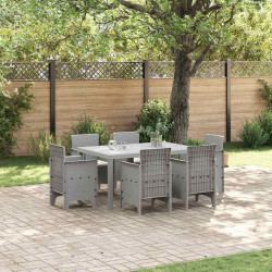 Zestaw do jadalni w ogrodzie 7 pcs Jasnoszary Rattan Polt