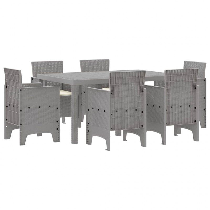 Zestaw do jadalni w ogrodzie 7 pcs Jasnoszary Rattan Polt