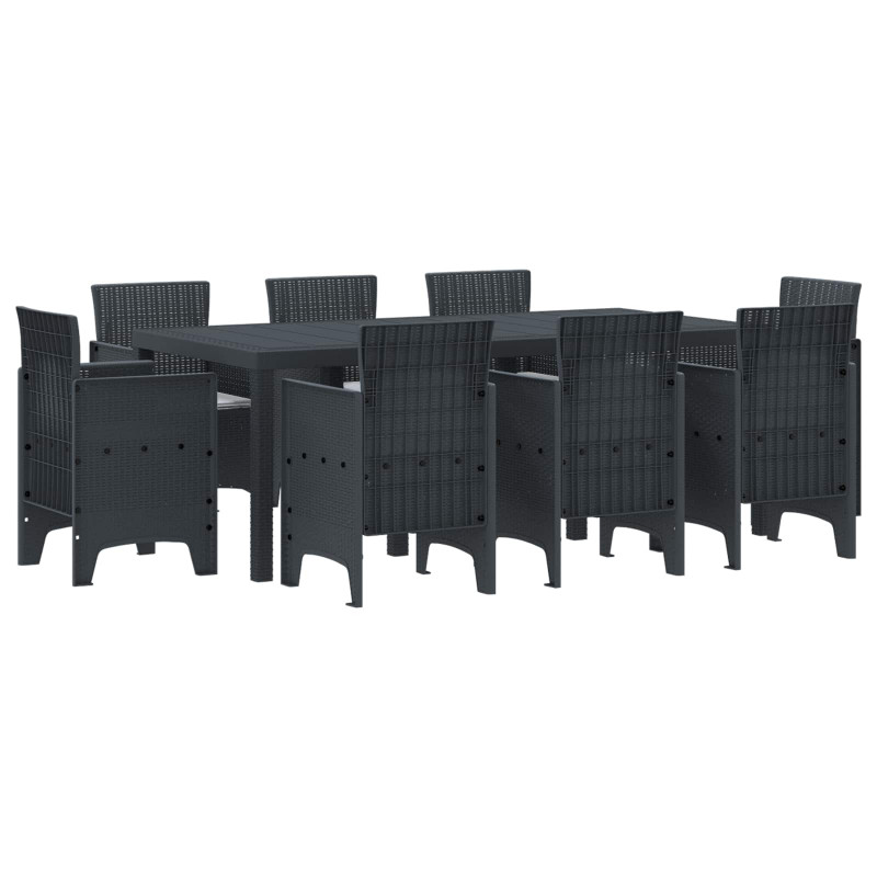Zestaw do jadalni w ogrodzie 9 pcs Antracyt polipropylen