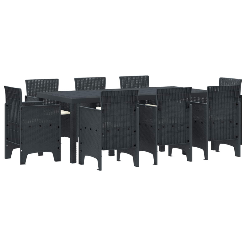 Zestaw do jadalni w ogrodzie 9 pcs Antracyt polipropylen