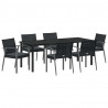 Zestaw do jadalni w ogrodzie 7 pcs Czarny i szary Rattan PE