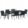 Zestaw do jadalni w ogrodzie 7 pcs Czarny i szary Rattan PE