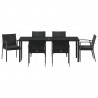 Zestaw do jadalni w ogrodzie 7 pcs Czarny i szary Rattan PE