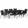 Zestaw do jadalni w ogrodzie 9 pcs Czarny i szary Rattan PE