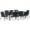 Zestaw do jadalni w ogrodzie 9 pcs Czarny i szary Rattan PE