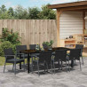 Zestaw do jadalni w ogrodzie 9 pcs Czarny i szary Rattan PE
