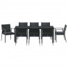 Zestaw do jadalni w ogrodzie 9 pcs Czarny i szary Rattan PE