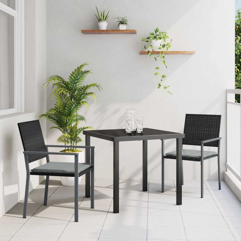 Zestaw do jadalni w ogrodzie 3 pcs Czarny i Jasnoszary