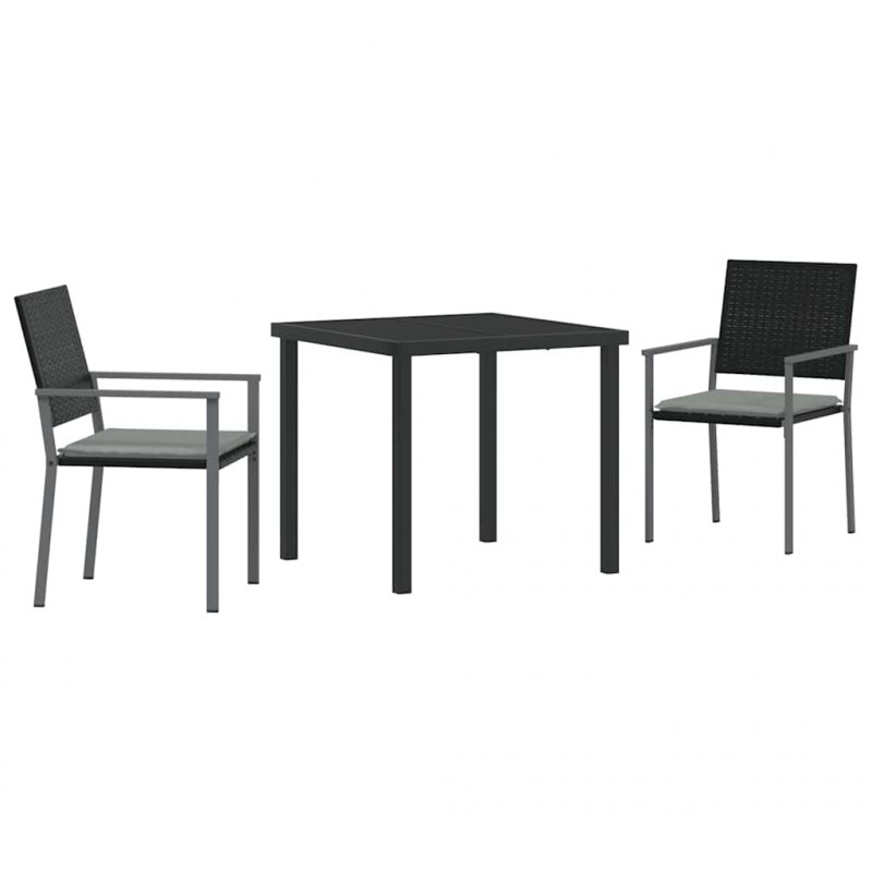 Zestaw do jadalni w ogrodzie 3 pcs Czarny i Jasnoszary