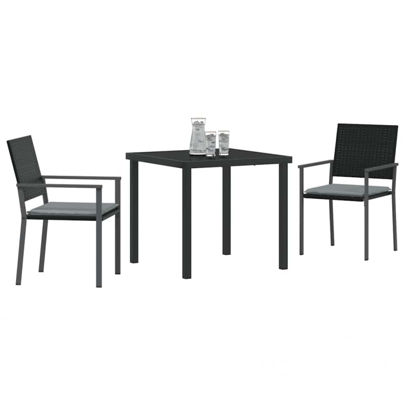 Zestaw do jadalni w ogrodzie 3 pcs Czarny i Jasnoszary