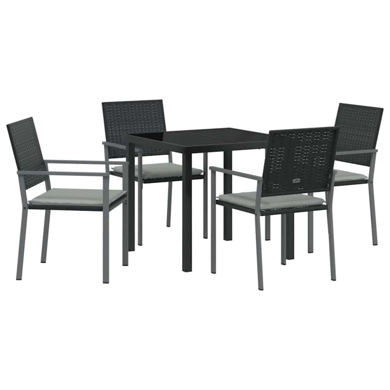 Zestaw do jadalni w ogrodzie 5 pcs Czarny i Jasnoszary