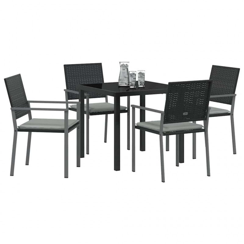 Zestaw do jadalni w ogrodzie 5 pcs Czarny i Jasnoszary