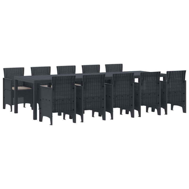 Zestaw do jadalni w ogrodzie 11 pcs Antracyt Polirattan