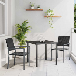 Zestaw do jadalni w ogrodzie 3 pcs Czarny Rattan PE