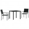 Zestaw do jadalni w ogrodzie 3 pcs Czarny Rattan PE