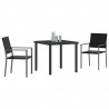 Zestaw do jadalni w ogrodzie 3 pcs Czarny Rattan PE