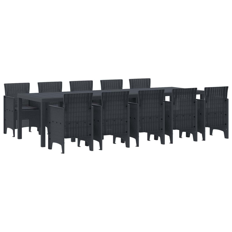 Zestaw do jadalni w ogrodzie 11 pcs Antracyt Syntetyczny rattan