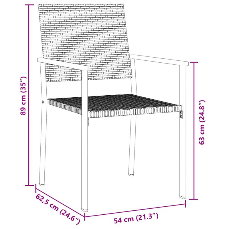 Zestaw do jadalni w ogrodzie 3 pcs Czarny Rattan PE