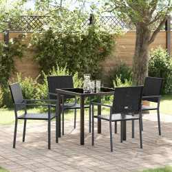 Zestaw do jadalni w ogrodzie 5 pcs Czarny Rattan PE