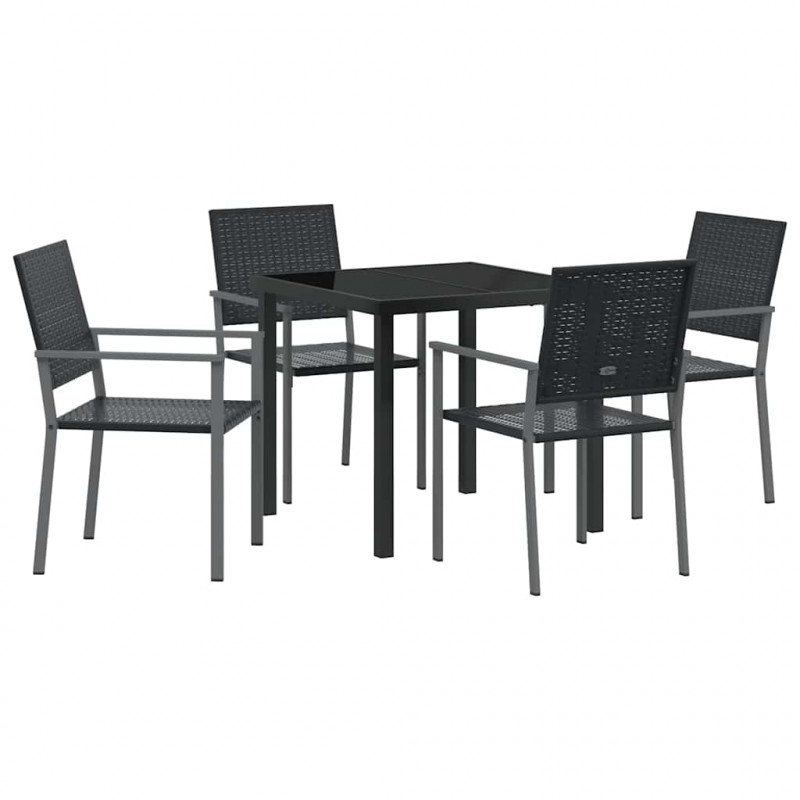 Zestaw do jadalni w ogrodzie 5 pcs Czarny Rattan PE