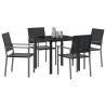 Zestaw do jadalni w ogrodzie 5 pcs Czarny Rattan PE