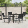 Zestaw do jadalni w ogrodzie 5 pcs Czarny Rattan PE