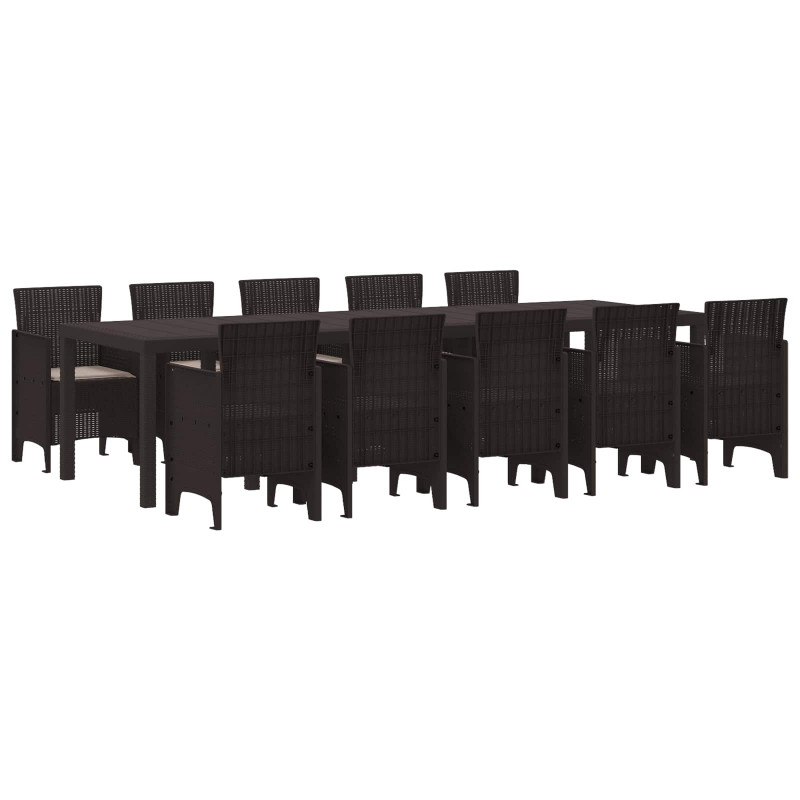 Zestaw do jadalni w ogrodzie 11 pcs Brązowy i Taupe Polirattan