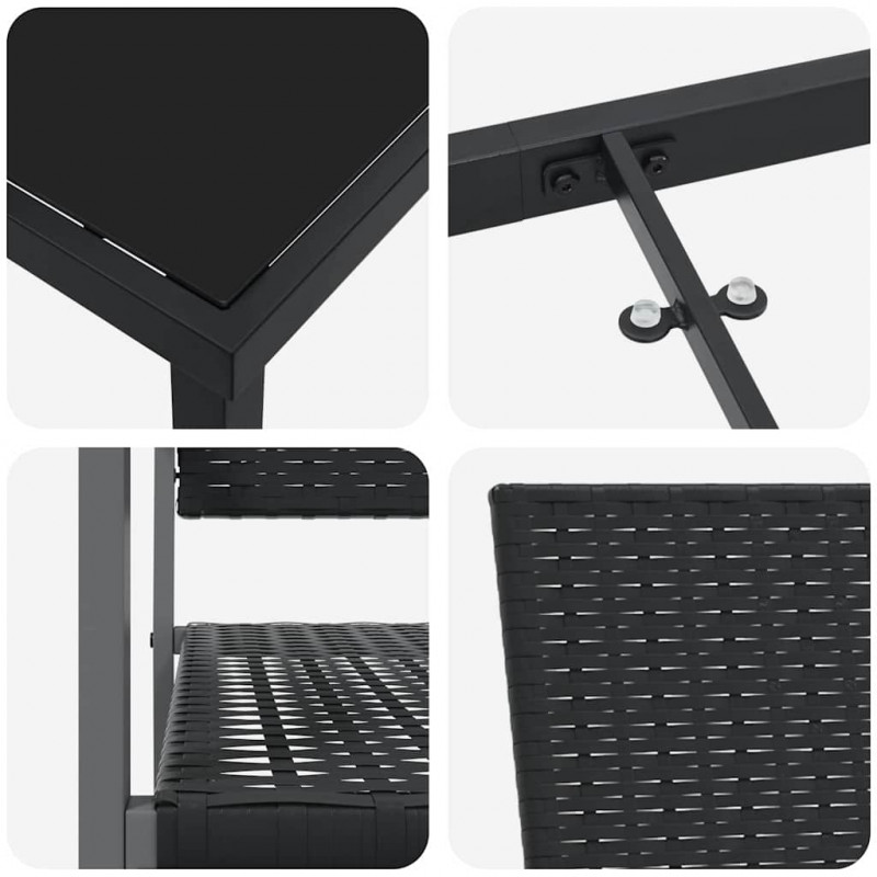 Zestaw do jadalni w ogrodzie 5 pcs Czarny Rattan PE