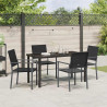 Zestaw do jadalni w ogrodzie 5 pcs Czarny Rattan PE