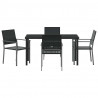 Zestaw do jadalni w ogrodzie 5 pcs Czarny Rattan PE