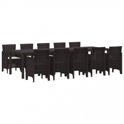 Zestaw do jadalni w ogrodzie 11 pcs Brązowy i Kremowy rattan