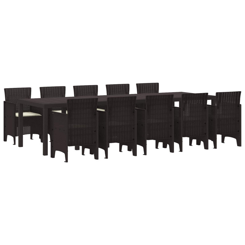 Zestaw do jadalni w ogrodzie 11 pcs Brązowy i Kremowy rattan