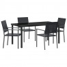 Zestaw do jadalni w ogrodzie 5 pcs Czarny Rattan PE
