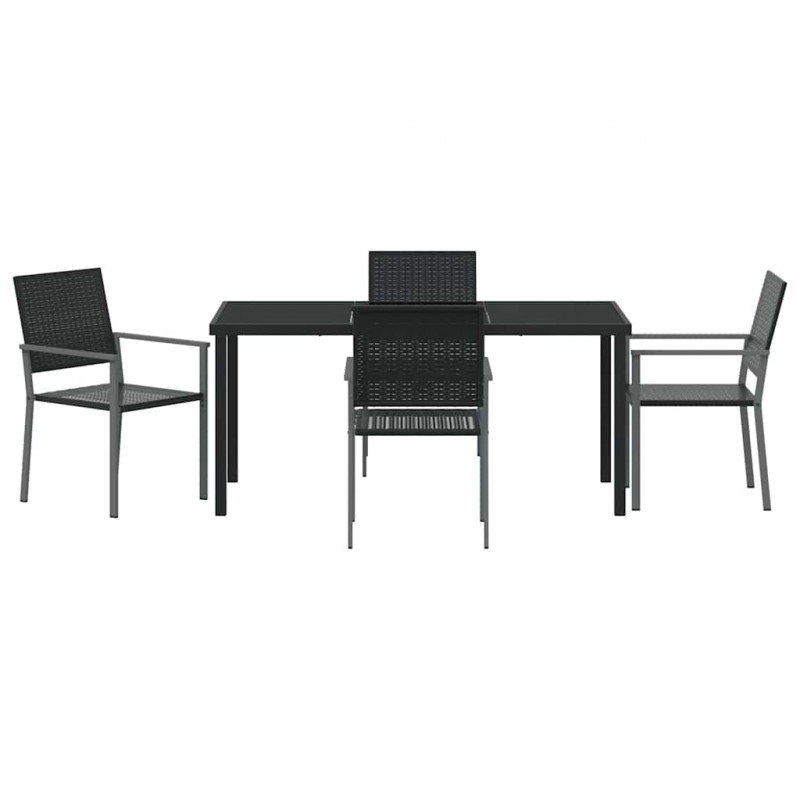 Zestaw do jadalni w ogrodzie 5 pcs Czarny Rattan PE