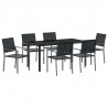 Zestaw do jadalni w ogrodzie 7 pcs Czarny Rattan PE