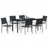Zestaw do jadalni w ogrodzie 7 pcs Czarny Rattan PE