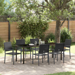 Zestaw do jadalni w ogrodzie 7 pcs Czarny Rattan PE