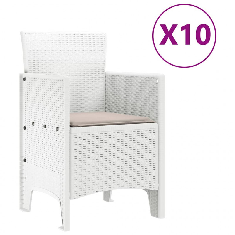 Zestaw do jadalni w ogrodzie z poduszką 11 pcs Biały i taupe