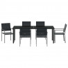 Zestaw do jadalni w ogrodzie 7 pcs Czarny Rattan PE